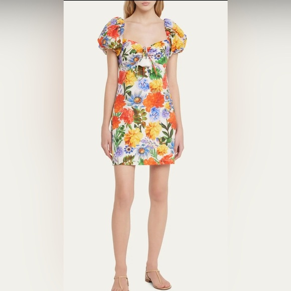Cara Cara Gigi Puff-Sleeve Floral Poplin Mini Dress - Picture 8 of 9
